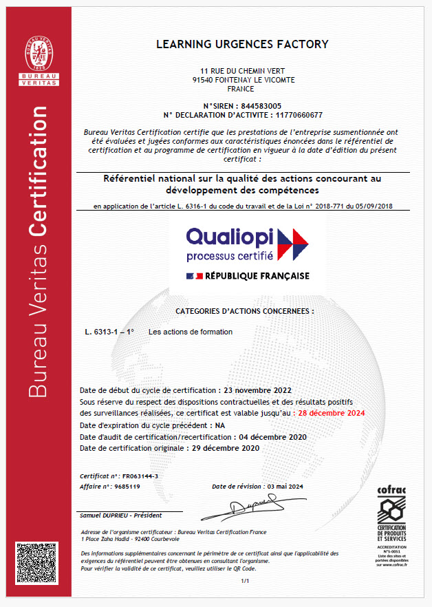 Certificat QUALIOPI LUF